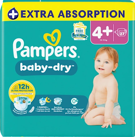 Windeln Baby Dry Gr.4+ Maxi+ (10-15 kg), 27 St