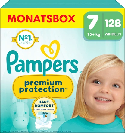 Windeln Premium Protection Gr. 7 Extra Large (15+ kg), Monatsbox, 128 St