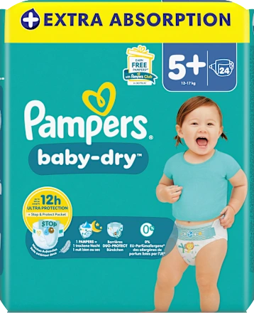 Windeln Baby Dry Gr.5+ Junior+ (12-17 kg), 24 St