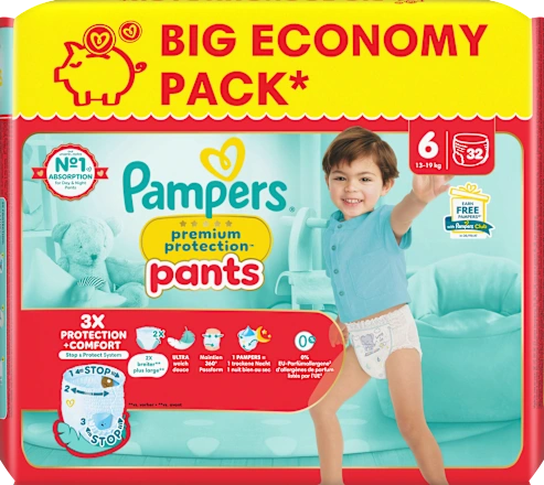 Baby Pants Premium Protection Gr.6 XL (13-19kg), Big Pack, 32 St