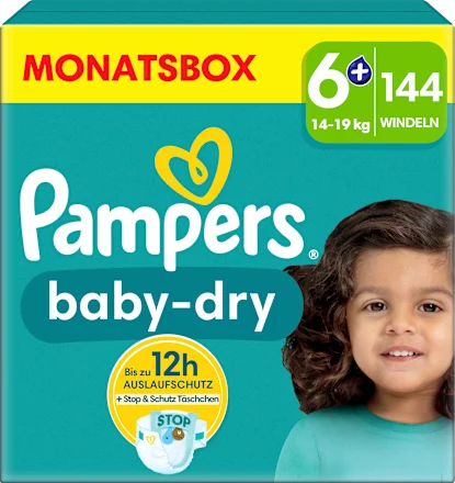 Windeln Baby Dry Gr.6+ Extra Large (14-19 kg), Monatsbox, 144 St