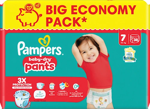 Baby Pants Baby Dry Gr.7 Extra Large (15+ kg), Big Pack, 38 St